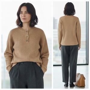 Club Monaco S Quiet Luxury Modern Contemporary Cashmere Wool Henley Sweater